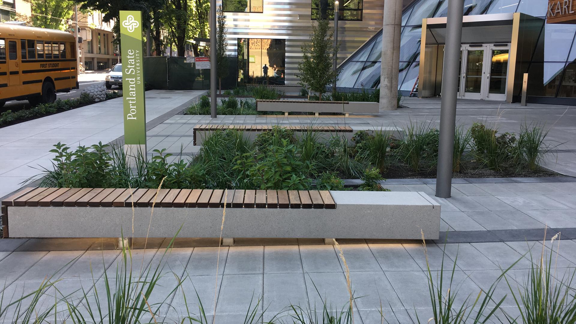 Plantings near the searting area at the PSU Karl Miller Center